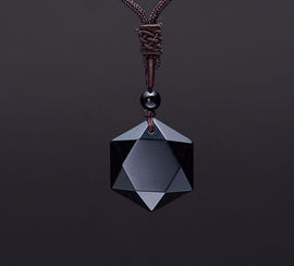 Black Obsidian Hexagram Pendant Necklace