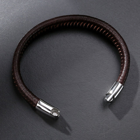 Leather Rope Stainless Steel Magnetic Bracelet