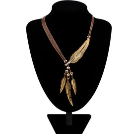 Necklace Alloy Feather Pendant Rope Chain Necklaces
