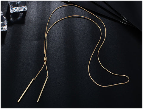 Gold Metal Collier Long Pendant Necklace
