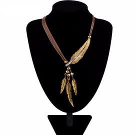 Necklace Alloy Feather Pendant Rope Chain Necklaces